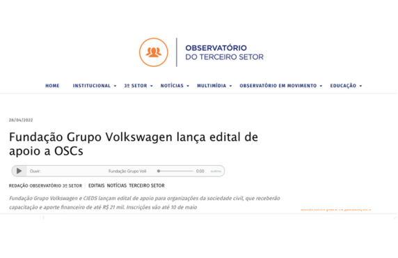 Fundação Grupo Volkswagen lança edital de apoio a OSCs