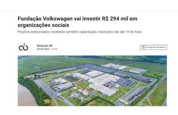 Fundação Volkswagen vai investir R$ 294 mil em organizações sociais